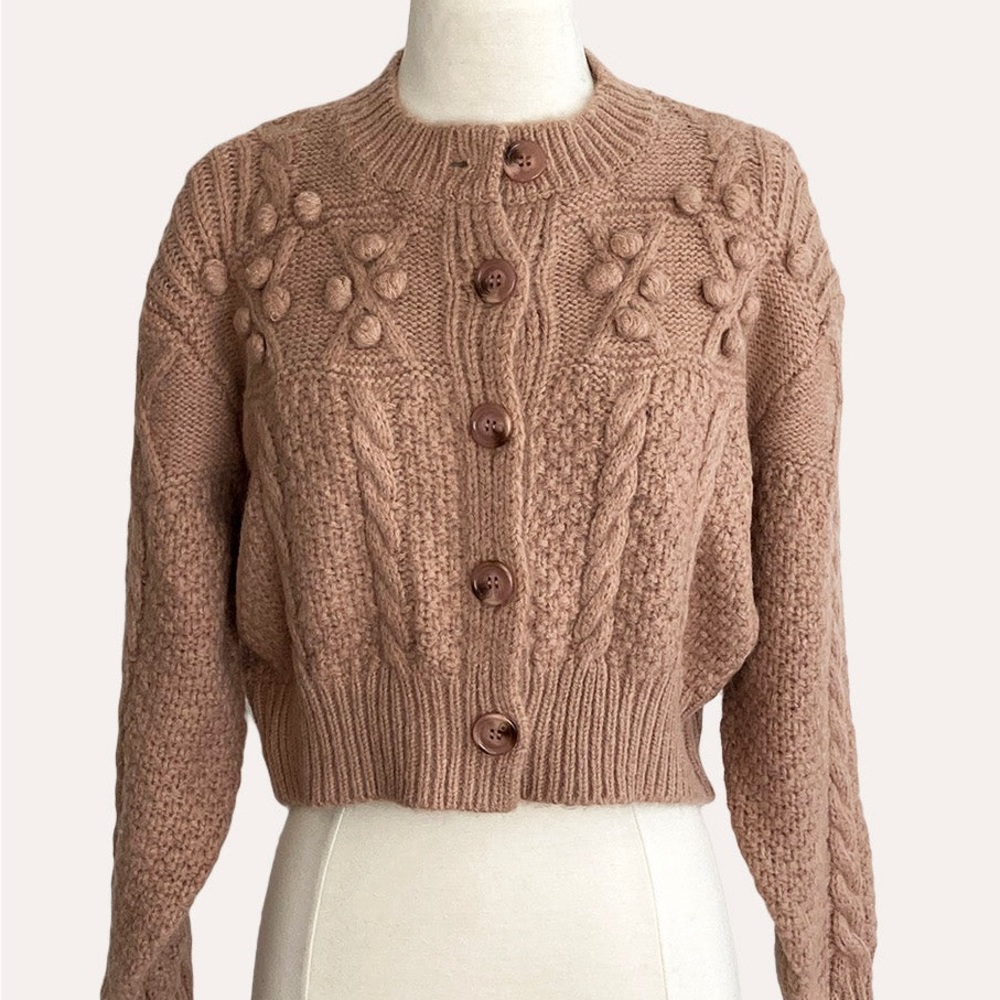 Listicle Brown Cable Knit Cardigan